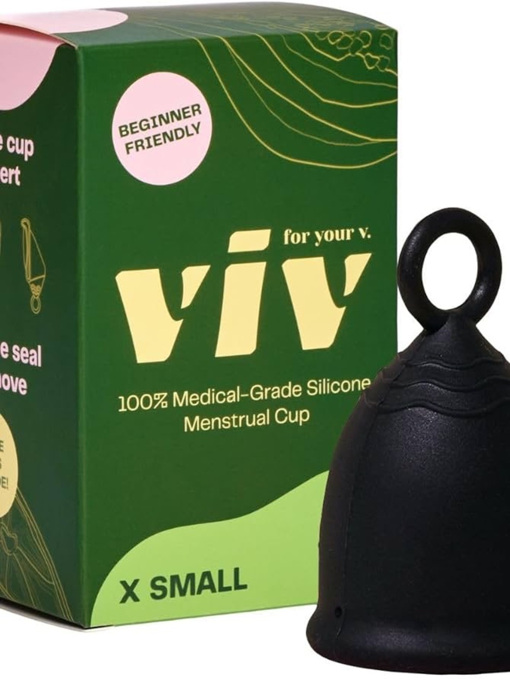 X Small Black Menstrual Cup - 100% Medical-Grade Silicone